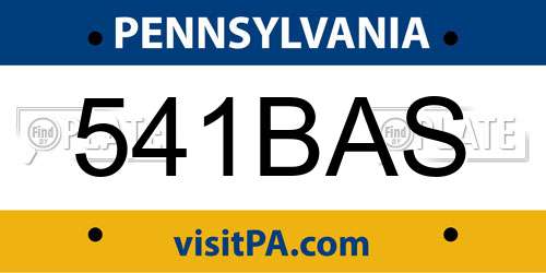 541BAS Pennsylvania License Plate