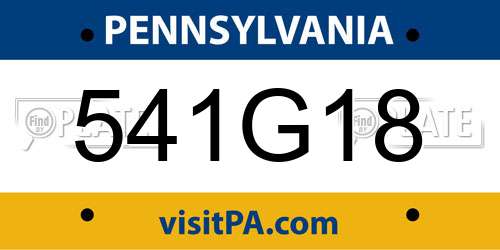 541G18 Pennsylvania License Plate
