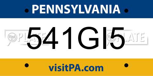 541GI5 Pennsylvania License Plate