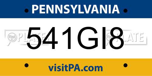 541GI8 Pennsylvania License Plate