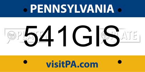 541GIS Pennsylvania License Plate