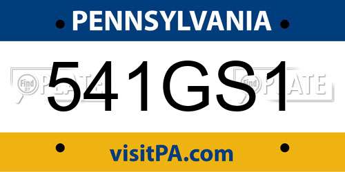 541GS1 Pennsylvania License Plate