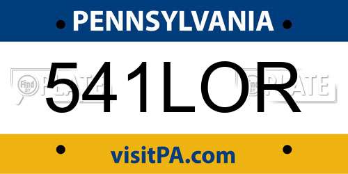 541LOR Pennsylvania License Plate