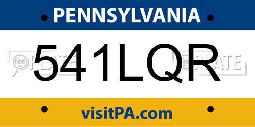 541LQR Pennsylvania License Plate