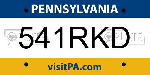 541RKD Pennsylvania License Plate