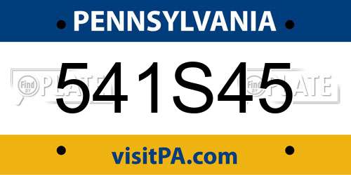 541S45 Pennsylvania License Plate