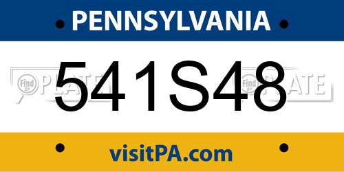 541S48 Pennsylvania License Plate