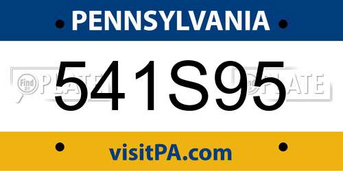 541S95 Pennsylvania License Plate