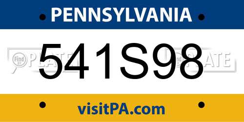 541S98 Pennsylvania License Plate