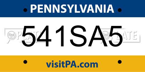541SA5 Pennsylvania License Plate