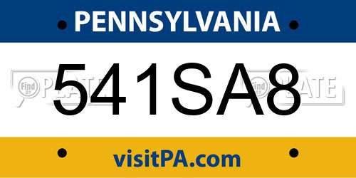 541SA8 Pennsylvania License Plate