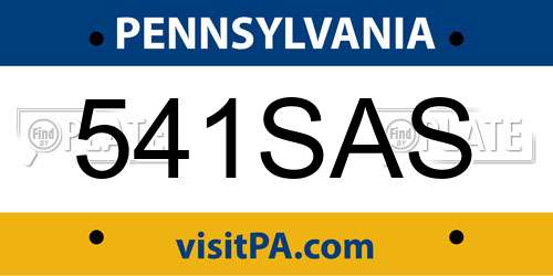 541SAS Pennsylvania License Plate