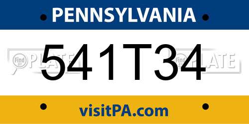 541T34 Pennsylvania License Plate