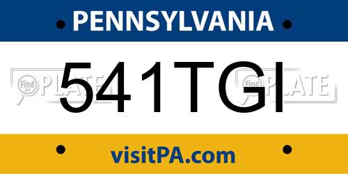 541TGI Pennsylvania License Plate