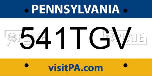 541TGV Pennsylvania License Plate