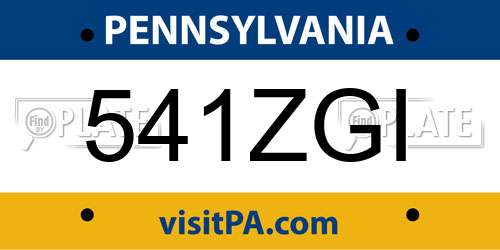 541ZGI Pennsylvania License Plate