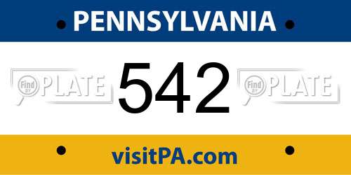 542 Pennsylvania License Plate