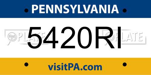 5420RI Pennsylvania License Plate