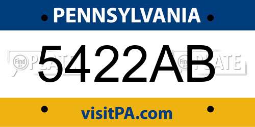 5422AB Pennsylvania License Plate