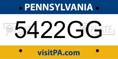 5422GG Pennsylvania License Plate