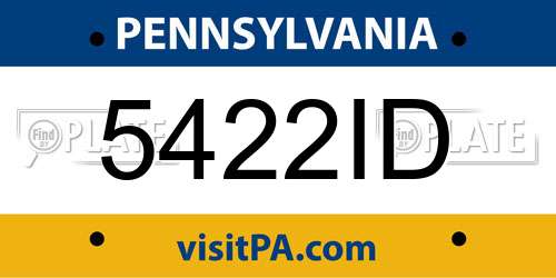 5422ID Pennsylvania License Plate