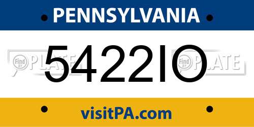 5422IO Pennsylvania License Plate