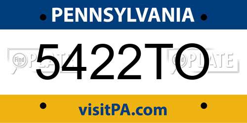 5422TO Pennsylvania License Plate