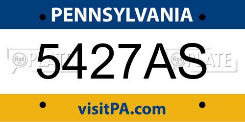 5427AS Pennsylvania License Plate