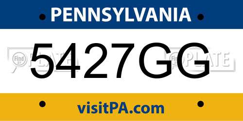 5427GG Pennsylvania License Plate