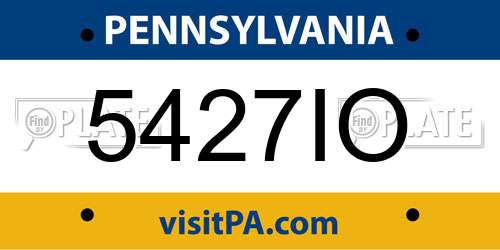 5427IO Pennsylvania License Plate