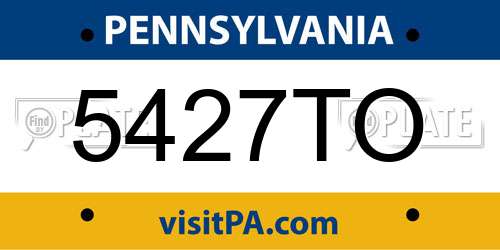 5427TO Pennsylvania License Plate