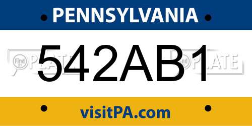 542AB1 Pennsylvania License Plate