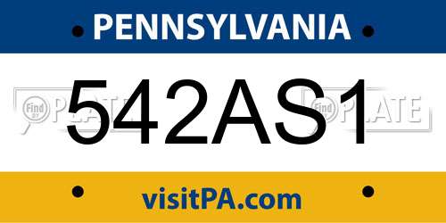 542AS1 Pennsylvania License Plate