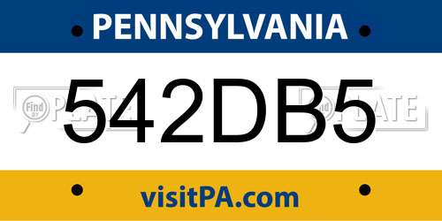 542DB5 Pennsylvania License Plate