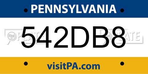 542DB8 Pennsylvania License Plate