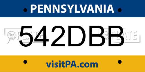 542DBB Pennsylvania License Plate