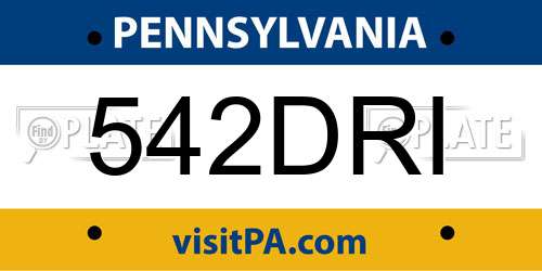 542DRI Pennsylvania License Plate