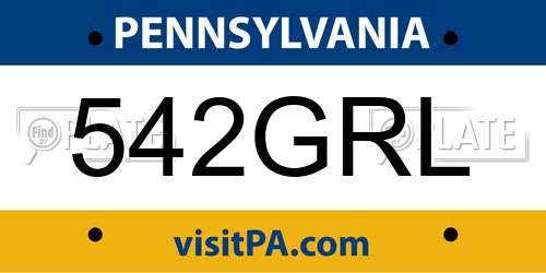 542GRL Pennsylvania License Plate