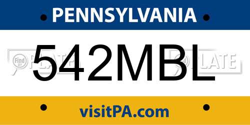 542MBL Pennsylvania License Plate