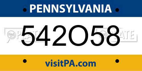 542O58 Pennsylvania License Plate