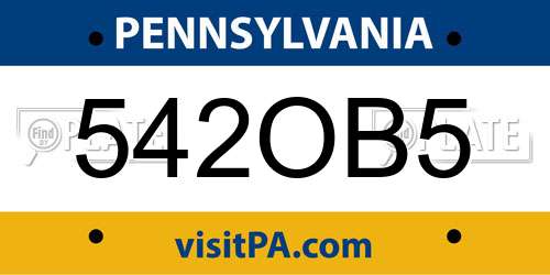 542OB5 Pennsylvania License Plate