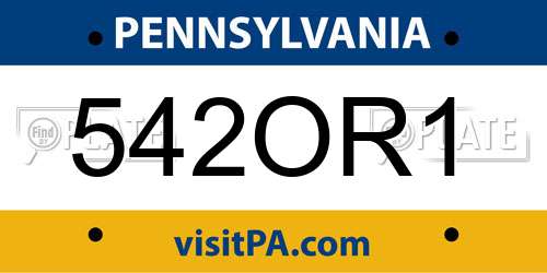 542OR1 Pennsylvania License Plate