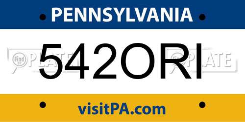 542ORI Pennsylvania License Plate
