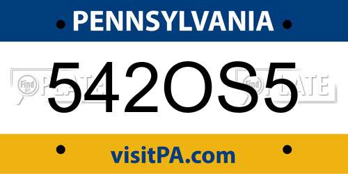 542OS5 Pennsylvania License Plate