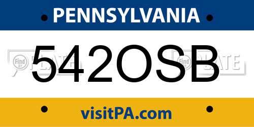 542OSB Pennsylvania License Plate