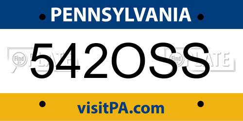 542OSS Pennsylvania License Plate
