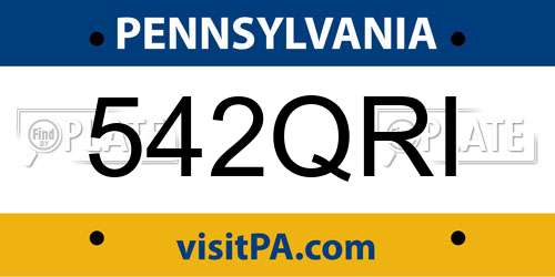 542QRI Pennsylvania License Plate