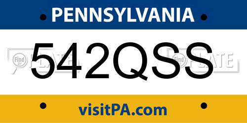 542QSS Pennsylvania License Plate