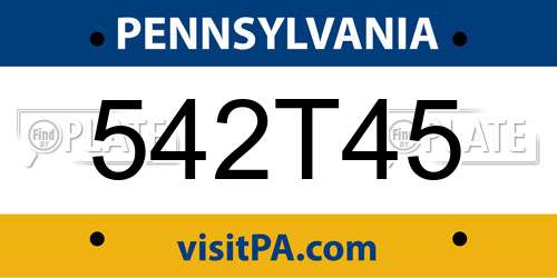 542T45 Pennsylvania License Plate