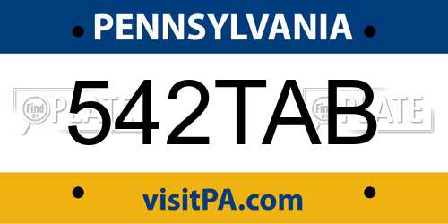 542TAB Pennsylvania License Plate